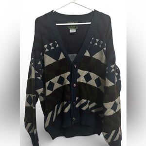 Vintage 1990s Tosani Geometric Patterned Cardigan Sweater